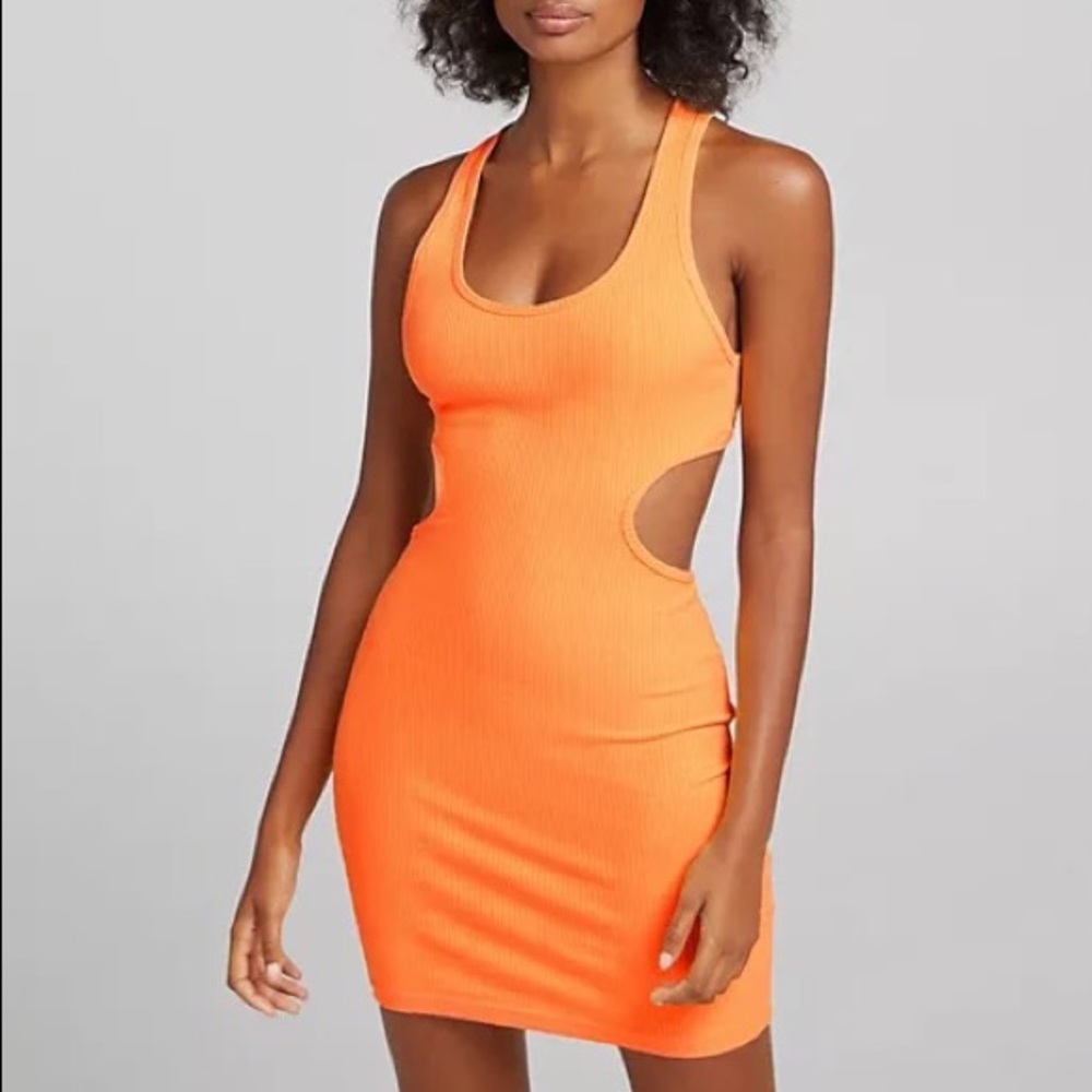 Bershka orange open back mini dress